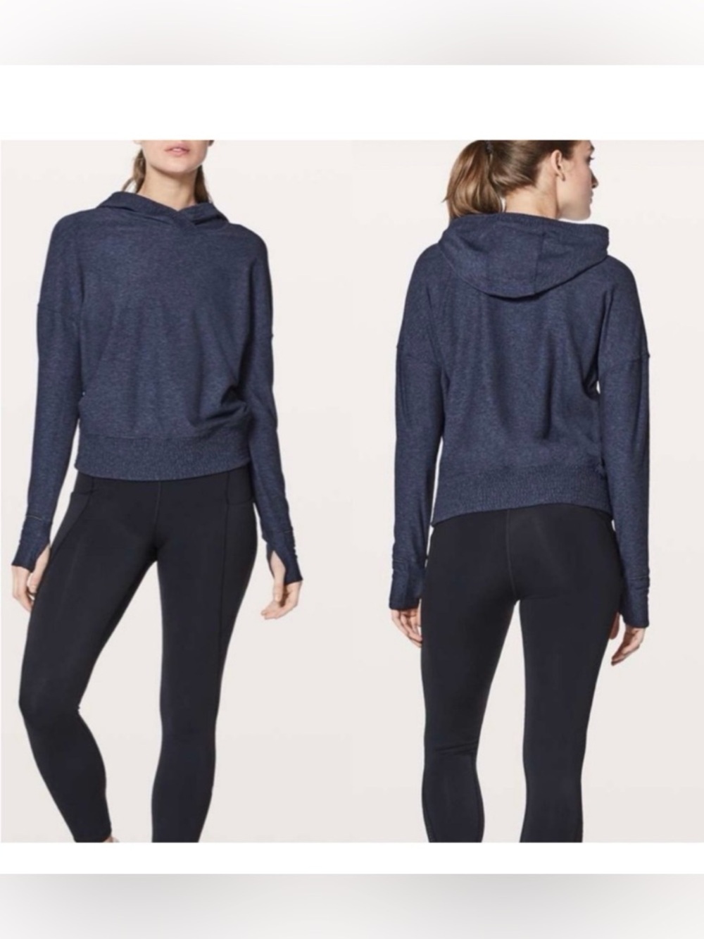 Lululemon Lead The Pack Pullover Hoodie Sweatshirt Blue Heathered Grape Black